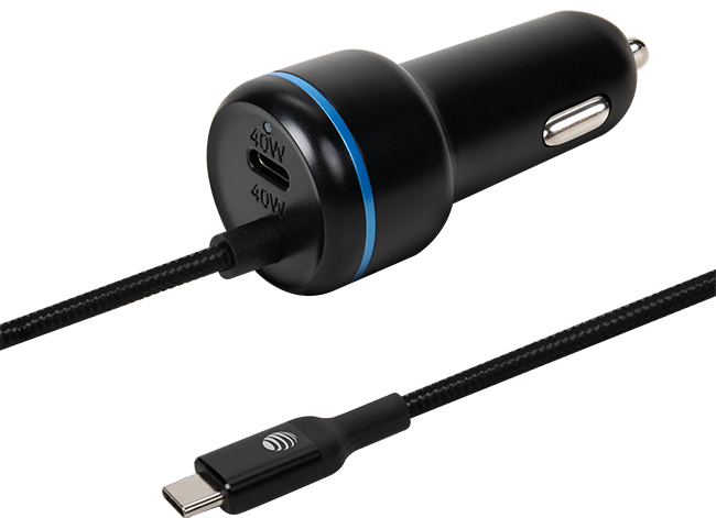 AT&T Captive Cable Car Charger 80W with USB-C Port