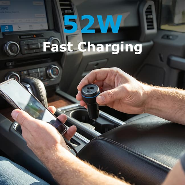 AT&T Dual Port 52W Bullet Car Charger (USB-C + USB-A)