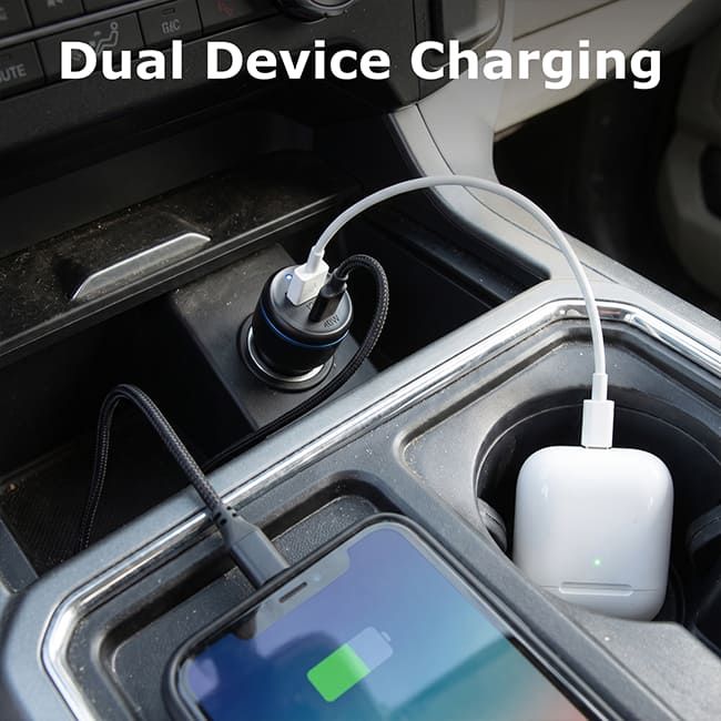 AT&T Dual Port 52W Bullet Car Charger (USB-C + USB-A)