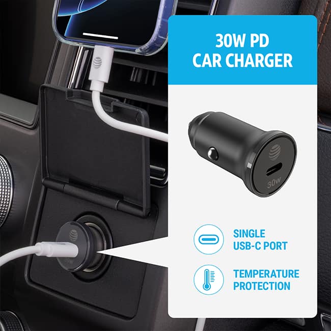 AT&T Power Kit with 70W Multi Port Wall Block, 30W Car Charger, 2 C to C Cables, and 10K Power Bank