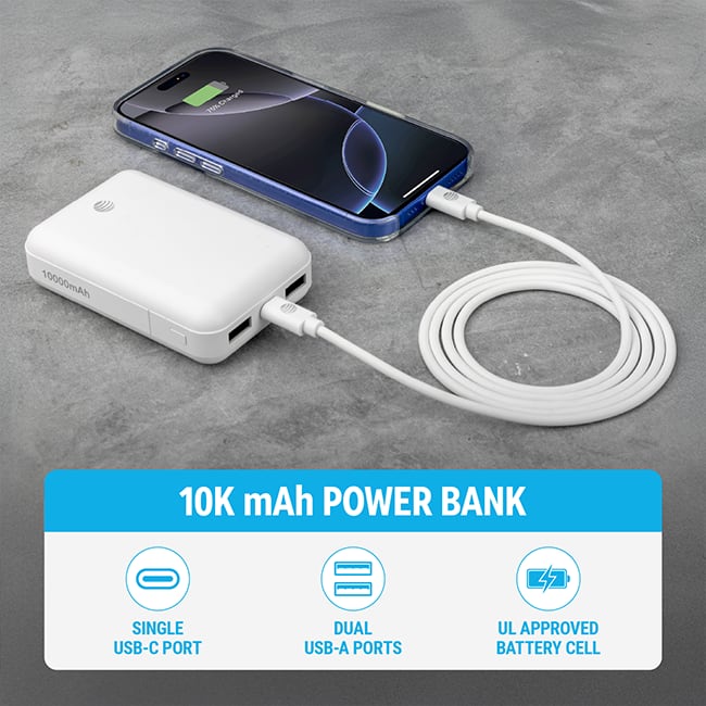 AT&T Power Kit with 70W Multi Port Wall Block, 30W Car Charger, 2 C to C Cables, and 10K Power Bank