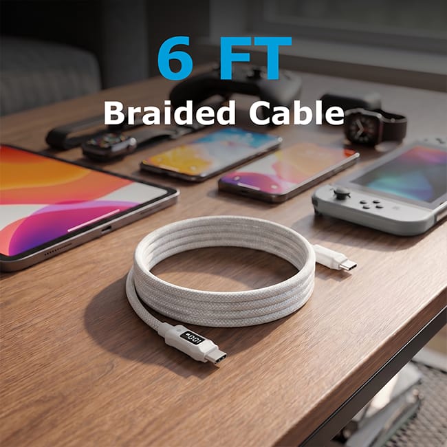 AT&T USB-C Cable with Charging Speed Digital Display