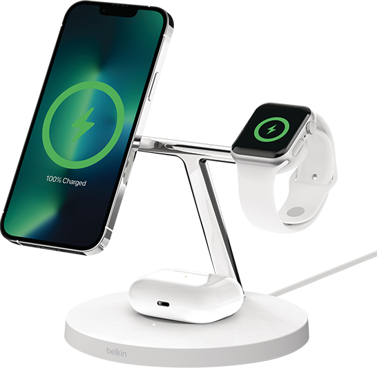 Belkin 15W 3-in-1 Wireless Charger with MagSafe Watch Fast Charge