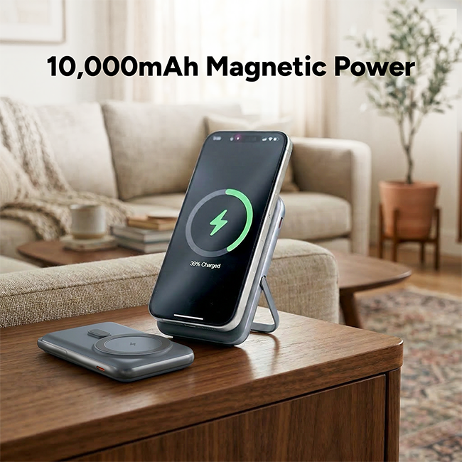 Zizo 10K Magnetic Power Bank with Kickstand and LED Display