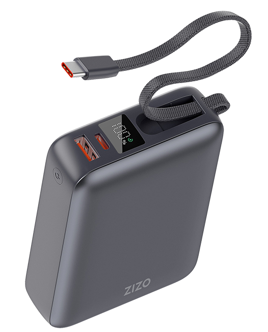 Batería complementaria de carga rápida Zizo de 45 W y 20 K con cable tipo C y pantalla LED
