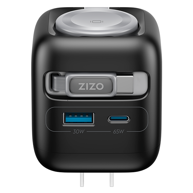 Zizo 65W 4in1 Wall Charger with Apple Watch Charger Retractable Cable Dual USB Ports C and A