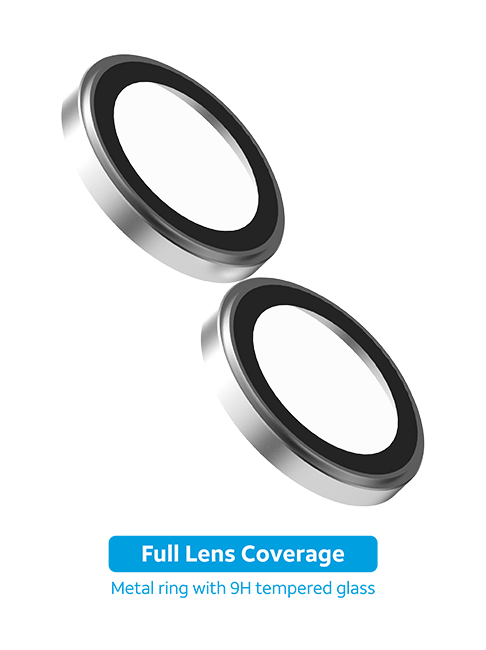 AT&T Essentials Silver Metallic Glass Camera Protector Rings - iPhone 16/16 Plus