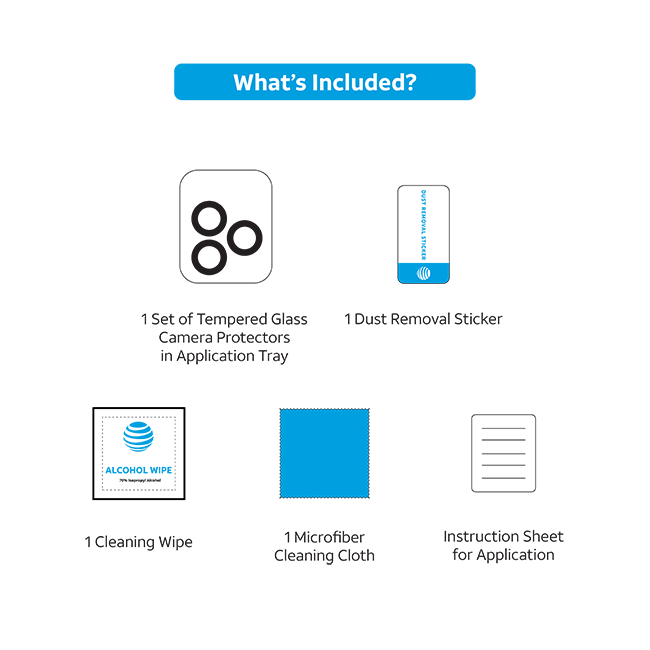 AT&T Essentials Silver Metallic Glass Camera Protector Rings - iPhone 16/16 Plus