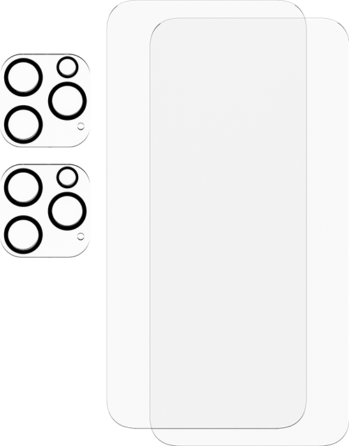 AT&T Essentials Tempered Glass 2 Pack Screen Protectors + 2 pack Camera Protectors - iPhone 15 Pro