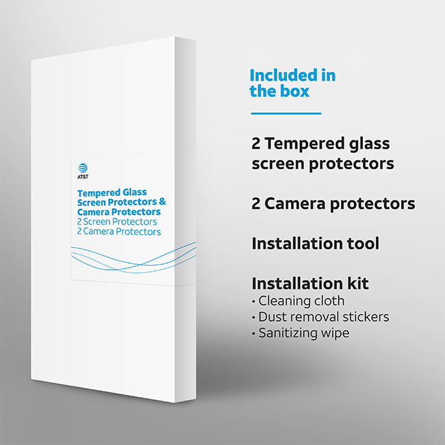 Protectores para pantalla de vidrio templado AT&T Essentials, paquete de 2 + protectores para cámara, paquete de 2, para iPhone 17 Pro Max