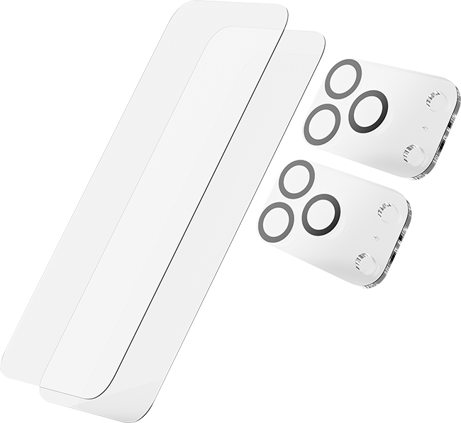 Protectores para pantalla de vidrio templado AT&T Essentials, paquete de 2 + protectores para cámara, paquete de 2, para iPhone 17 Pro Max