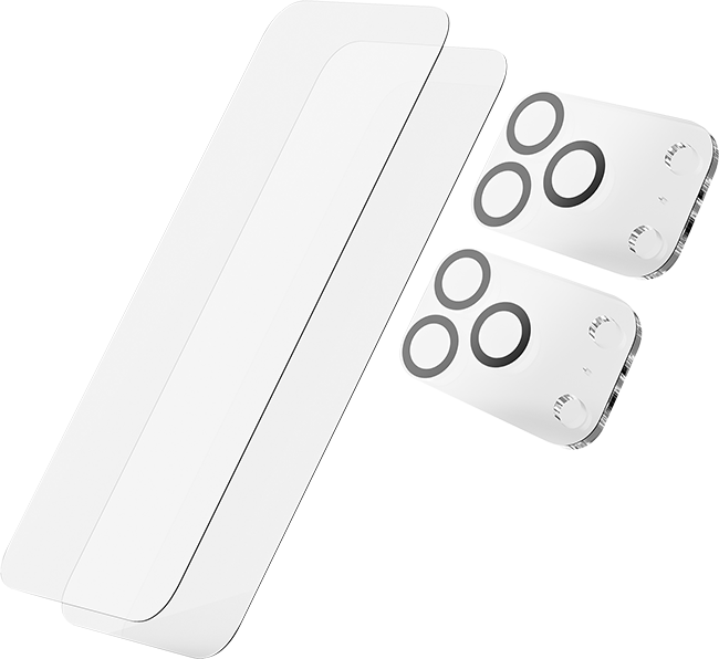 AT&T Essentials Tempered Glass 2 Pack Screen Protectors + 2 Pack Camera Protectors - iPhone 17 Pro