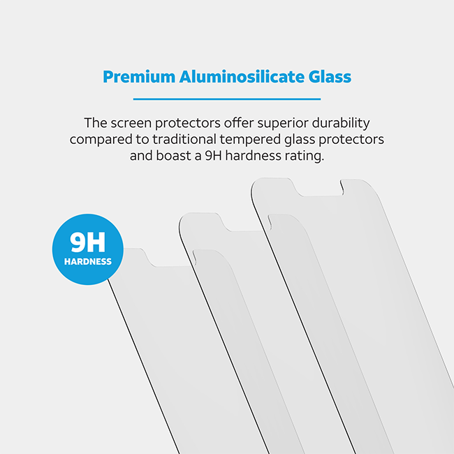 Protectores para pantalla de vidrio templado AT&T Essentials para el iPhone 14/13/13 Pro, paquete de 3