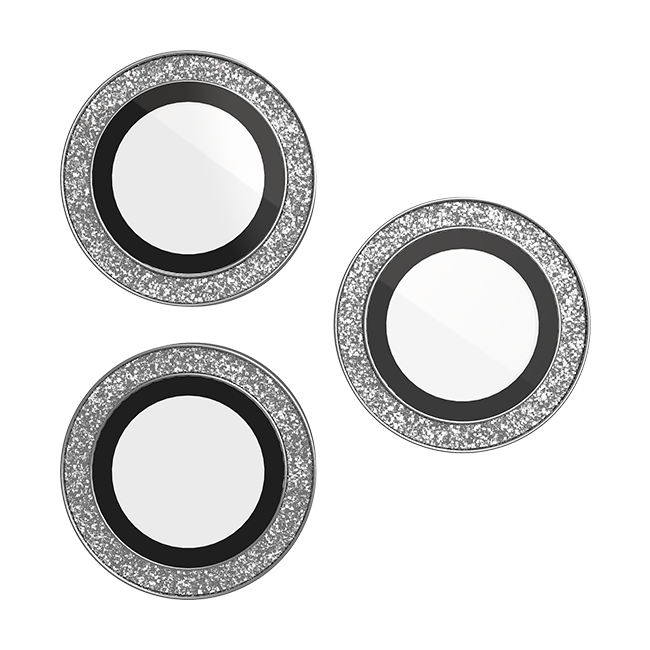 BodyGuardz Pure 3 Silver Glitter Camera Protectors - iPhone 17 Pro Max/17 Pro