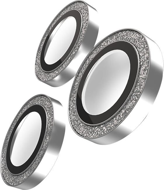 BodyGuardz Pure 3 Silver Glitter Camera Protectors - iPhone 17 Pro Max/17 Pro