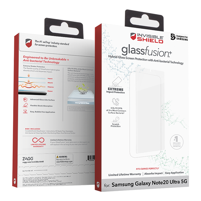 ZAGG Invisible Shield GlassFusion+ Synthetic Glass & Anti-Bacterial Screen Protector - Samsung Galaxy Note20 Ultra 5G