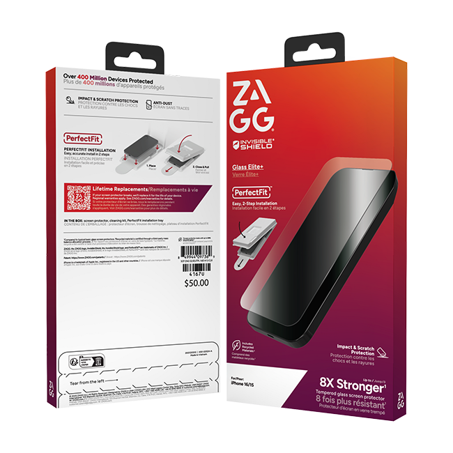 ZAGG Invisible Shield Glass Elite+ Screen Protector - iPhone 16/15