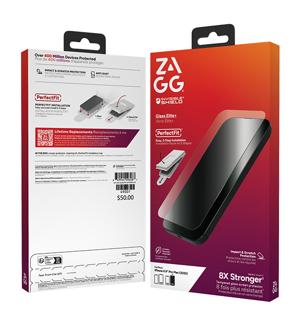 Protector para pantalla ZAGG Invisible Shield Glass Elite+ para el iPhone 17 Pro Max