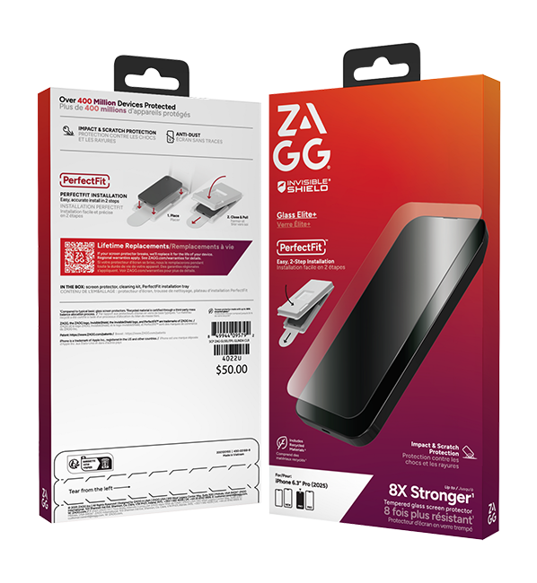 Protector para pantalla ZAGG Invisible Shield Glass Elite+ para el iPhone 17 Pro