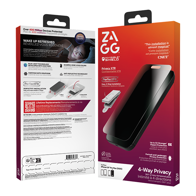 Protector para pantalla ZAGG Invisible Shield Glass Elite Privacy 360 4W para el iPhone 17 Pro Max