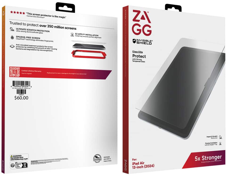 Zagg InvisibleShield Glass Elite – Protecteur D'écran Pour IPad Pro 13" (2024) – Neuf