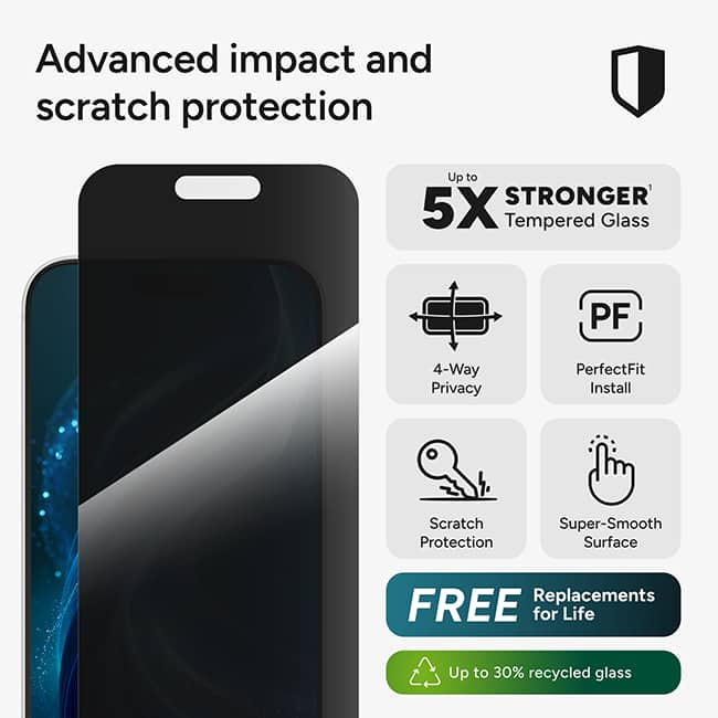 ZAGG Invisible Shield Glass Privacy XTR Screen Protector - iPhone 18 Pro Max