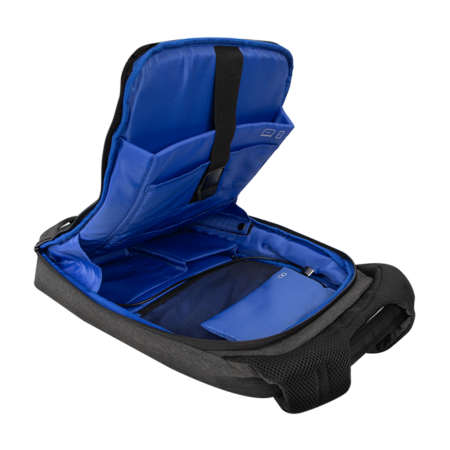 Mochila para laptop AT&T Essentials de 15 pulgadas con candado TSA y cable de carga