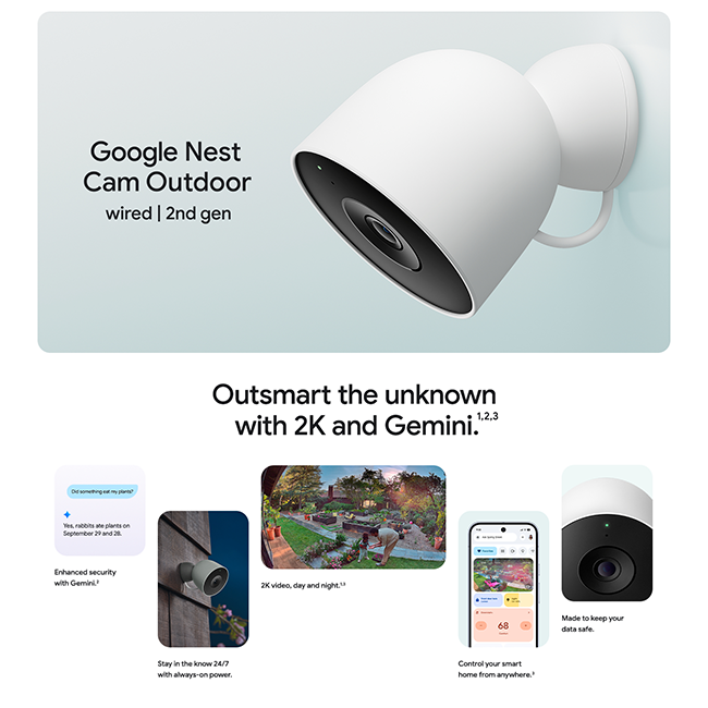 Google Nest Cam Outdoor Wired 2Gen WiFi