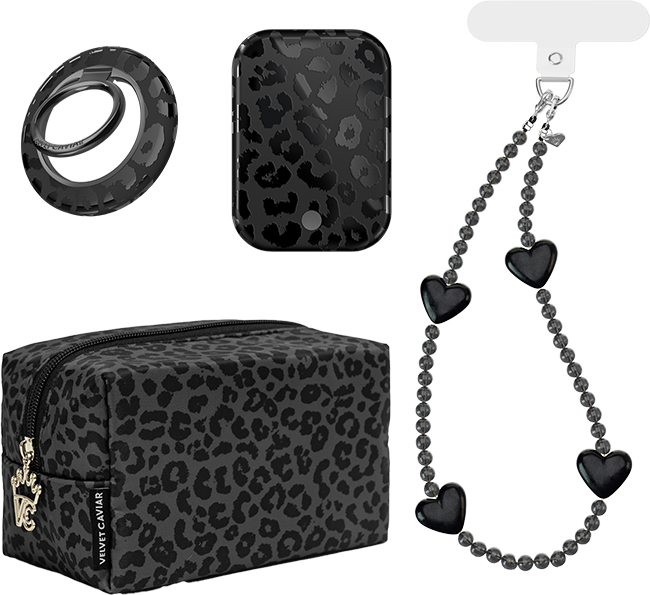 Set de regalo Velvet Caviar Black Leopard (colgante + anillo + paquete de batería + bolso), grande