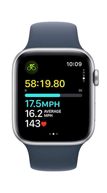 Apple Watch SE 2nd Gen (2022) - 44mm - Silver Aluminum Storm Blue Sport S-M  (Product view 7)