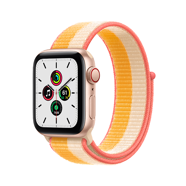 Apple Watch SE - 40mm - Gold Aluminum Maize White Sport  (Product view 2)