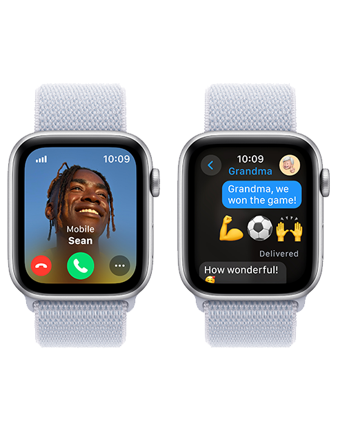 Apple Watch SE 2nd Gen (2022) - 40mm - Silver Aluminum Blue Cloud Sport Loop  (Product view 3)