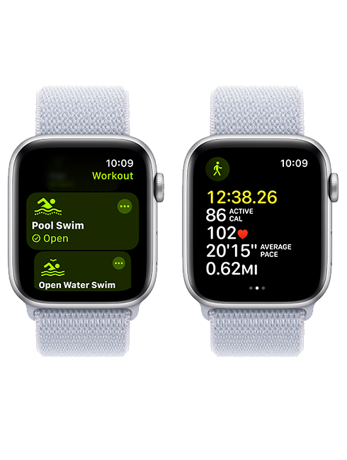 Apple Watch SE 2nd Gen (2022) - 40mm - Silver Aluminum Blue Cloud Sport Loop  (Product view 5)