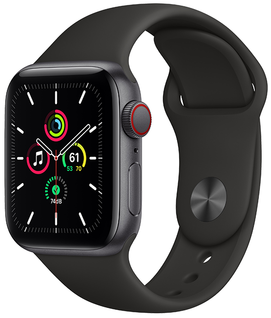 Apple Watch SE - 40mm - Space Gray Aluminum Black Sport  (Product view 2)