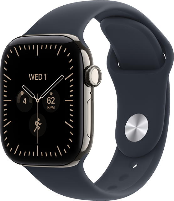 Apple Watch Series 12 42mm - Natural Titanium Navy Blue Sport Band M-L  (Product view 1)