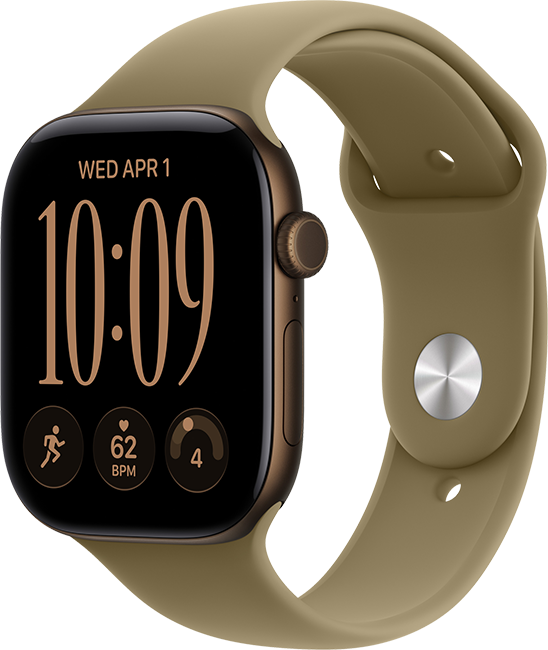 Apple Watch Series 12 46mm - Dark Bronze Aluminum Olive Sport Band S-M  (Product view 1)