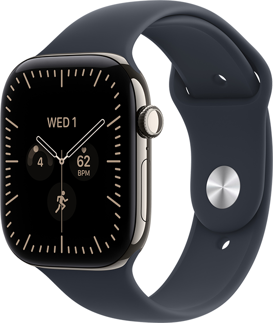 Apple Watch Series 12 46mm - Natural Titanium Navy Blue Sport Band M-L  (Product view 1)