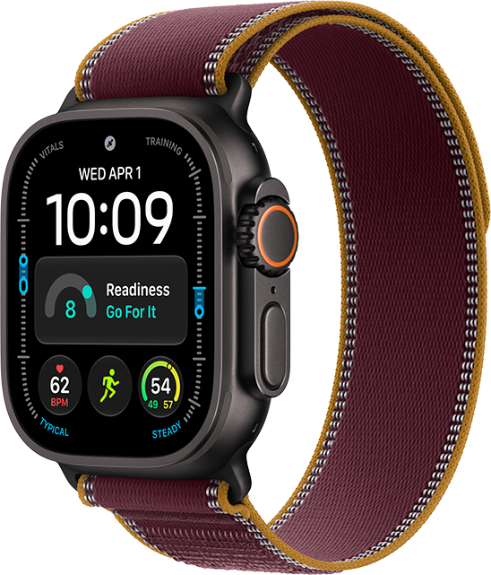 Apple Watch Ultra 4 49mm 64GB Black Titanium Burgundy Trail Loop SM