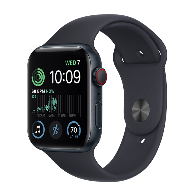 Apple Watch SE 2nd Gen (2022) - 44mm - Midnight Aluminum Midnight Sport M-L  (Product view 2)