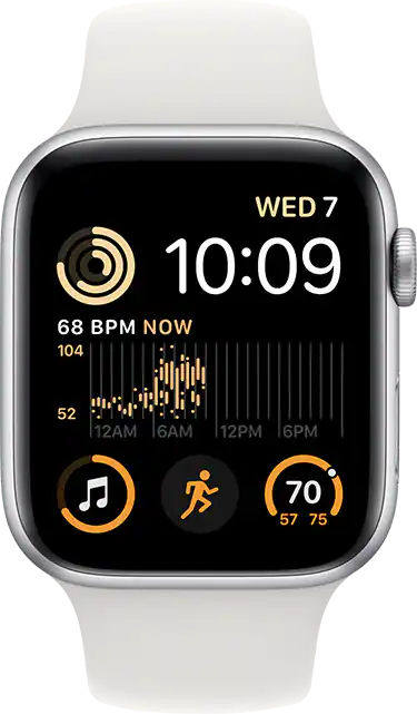 Apple Watch SE 2nd Gen (2022) - 44mm - Silver Aluminum White Sport S-M
