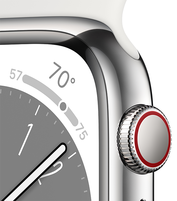 Apple Watch Series 8 - 41mm - Silver Steel White Sport M-L  (Product view 3)