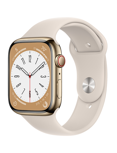 Apple Watch Series 8 - 45mm - Gold Steel Starlight Sport S-M  (Product view 2)