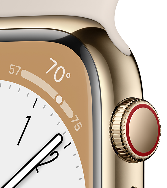 Apple Watch Series 8 - 45mm - Gold Steel Starlight Sport S-M  (Product view 3)