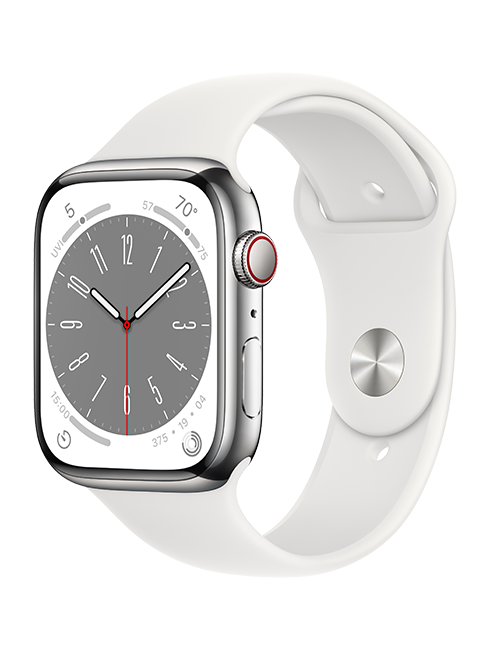 Apple Watch Series 8 - 45mm - Silver Steel White Sport M-L  (Product view 2)