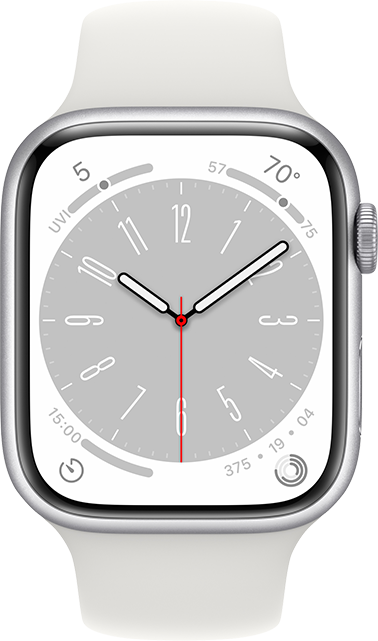 Apple Watch Series 8 - 45mm - Silver Aluminum White Sport M-L
