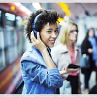 woman with headphones