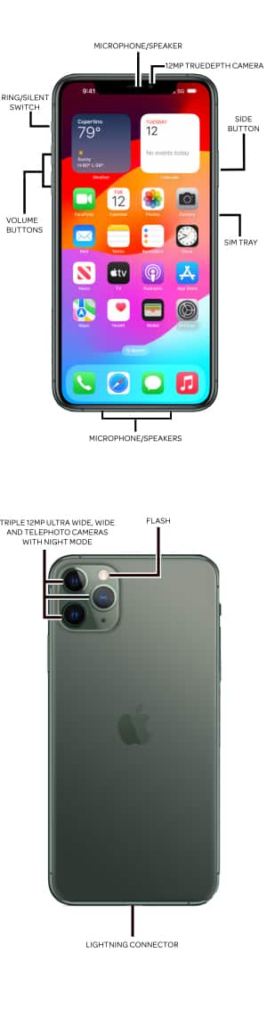 Apple iPhone 11 Pro / iPhone 11 Pro Max Diagram - AT&T Device Support