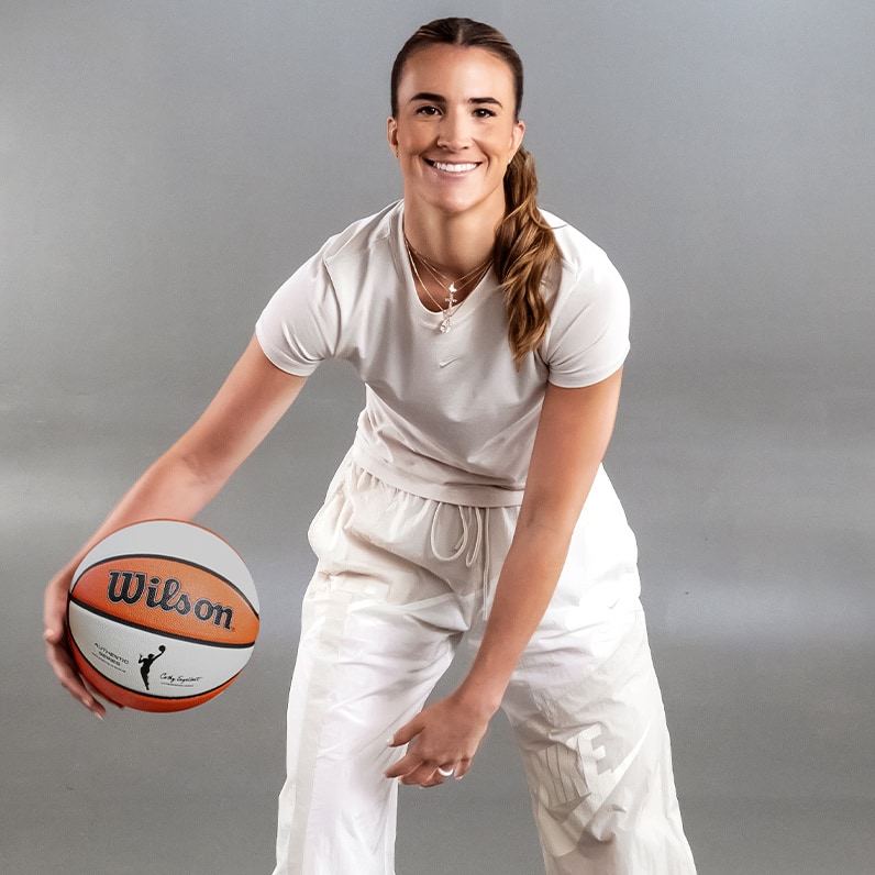 Sabrina Ionescu with basketball