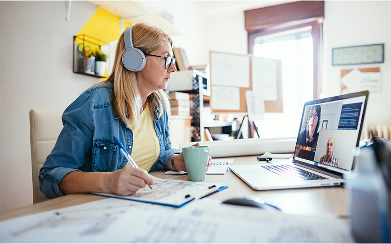 A Woman learning skills online