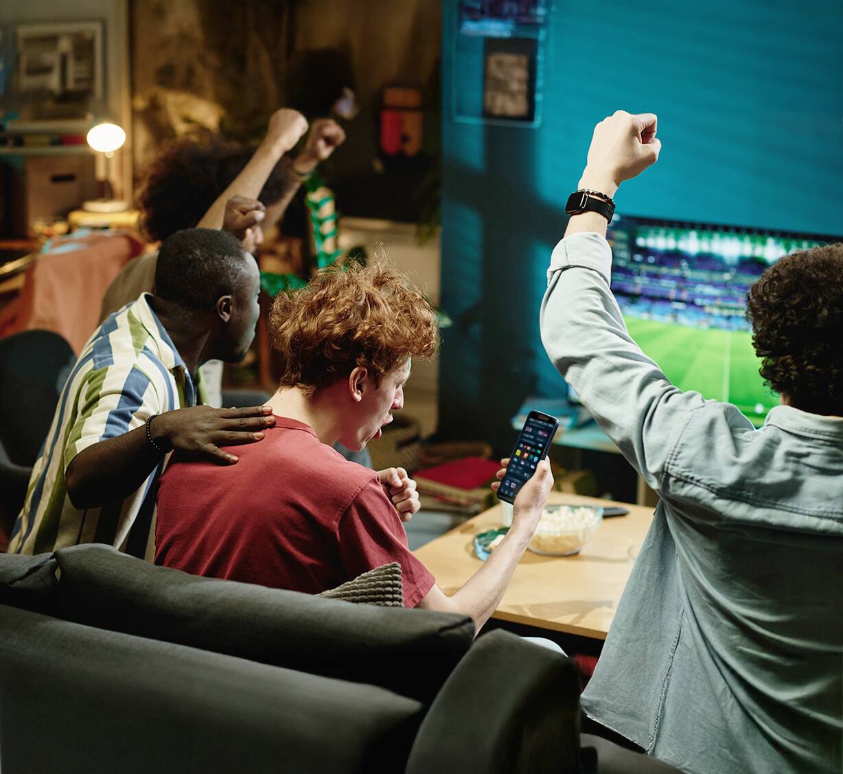 People enjoying and watching mobile